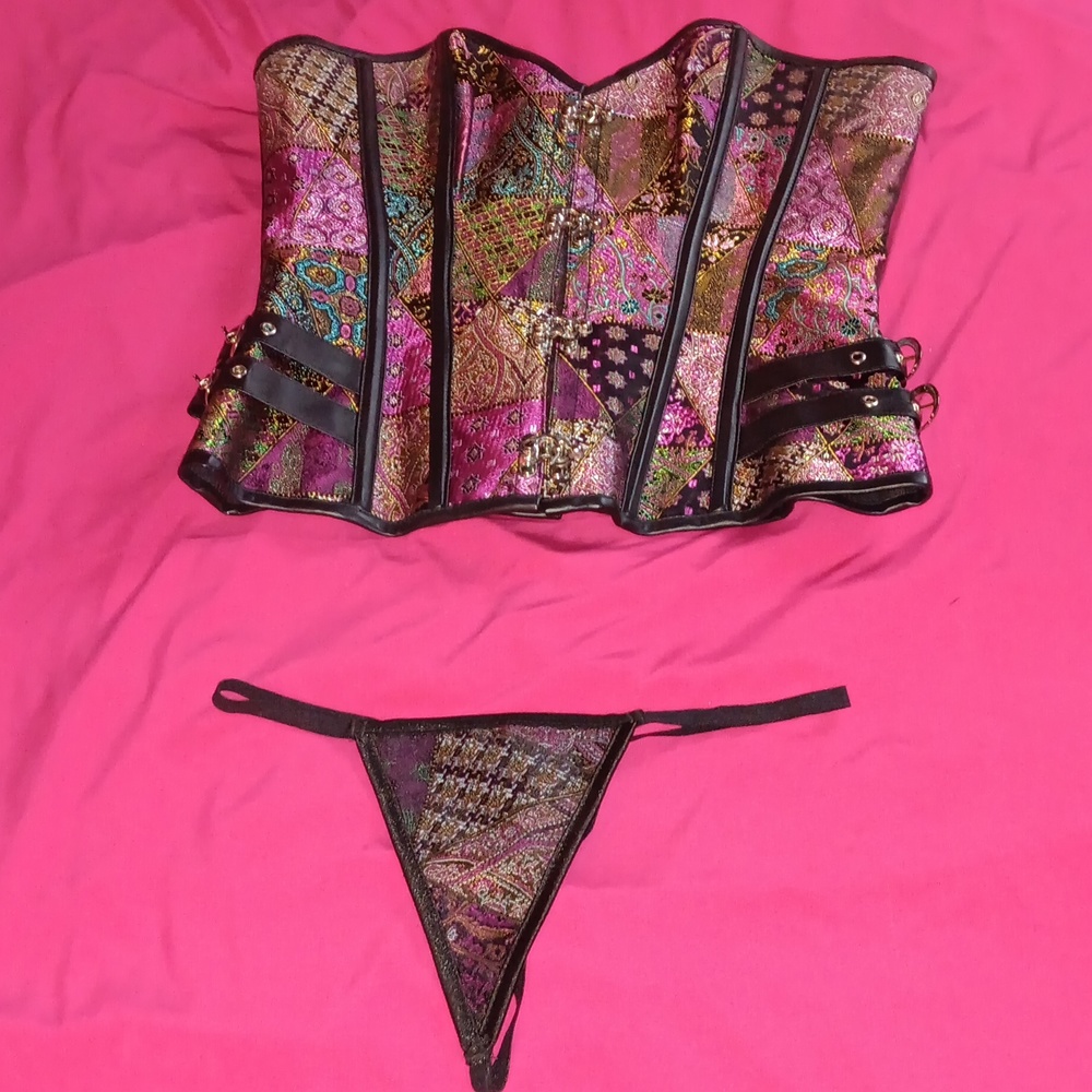 Patchwork Corset With Side Buckles Detail (M)